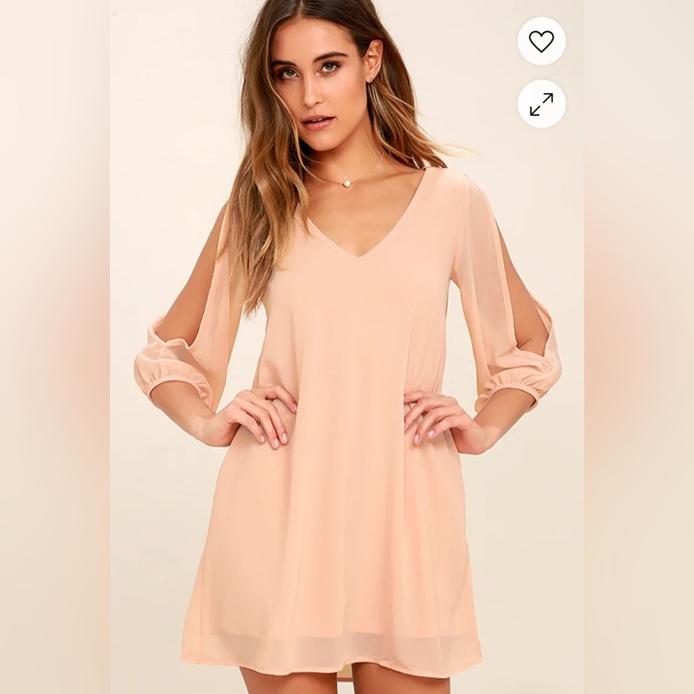 Chic Blush Pink Dress with Cutout Sleeves